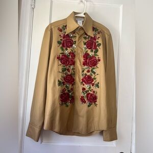 Dolce Gabbana Leather Embellished Blouse Women Size 46